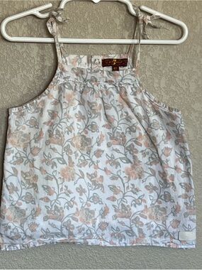 7 For All Mankind Girls Floral Tank Top in White, Peach & Gray